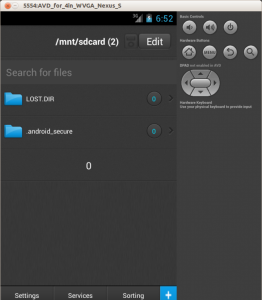 Скриншот альфа-версии главного окна эмулятора Android